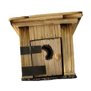Burnt Match Tramp Prison Folk Art Handmade Outhouse 2" Open Door Toilet Paper